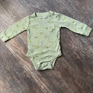 Carter's Dinosaur Bodysuit Long Sleeve Pocket Green Cotton 12M‎